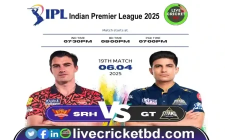 সানরাইজার্স হায়দ্রাবাদ বনাম গুজরাট টাইটান্সের আইপিএল ২০২৫-এর ১৯তম