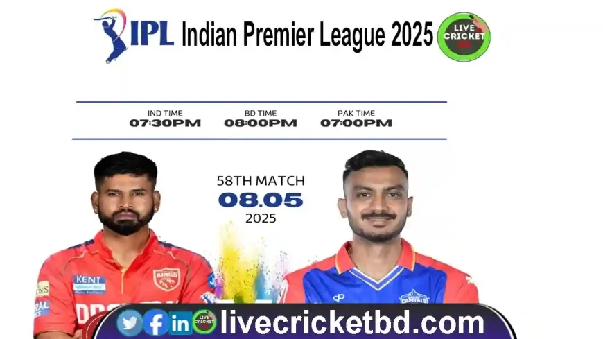 Punjab Kings vs Delhi Capitals – IPL 2025, 58th Match live update